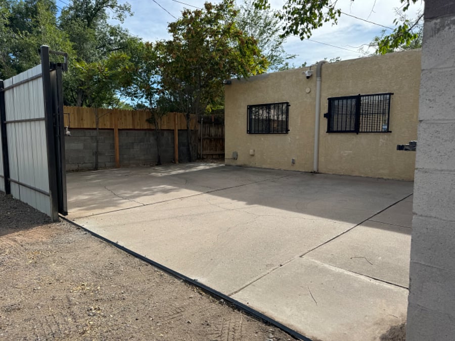 Off-street private parking with gate.