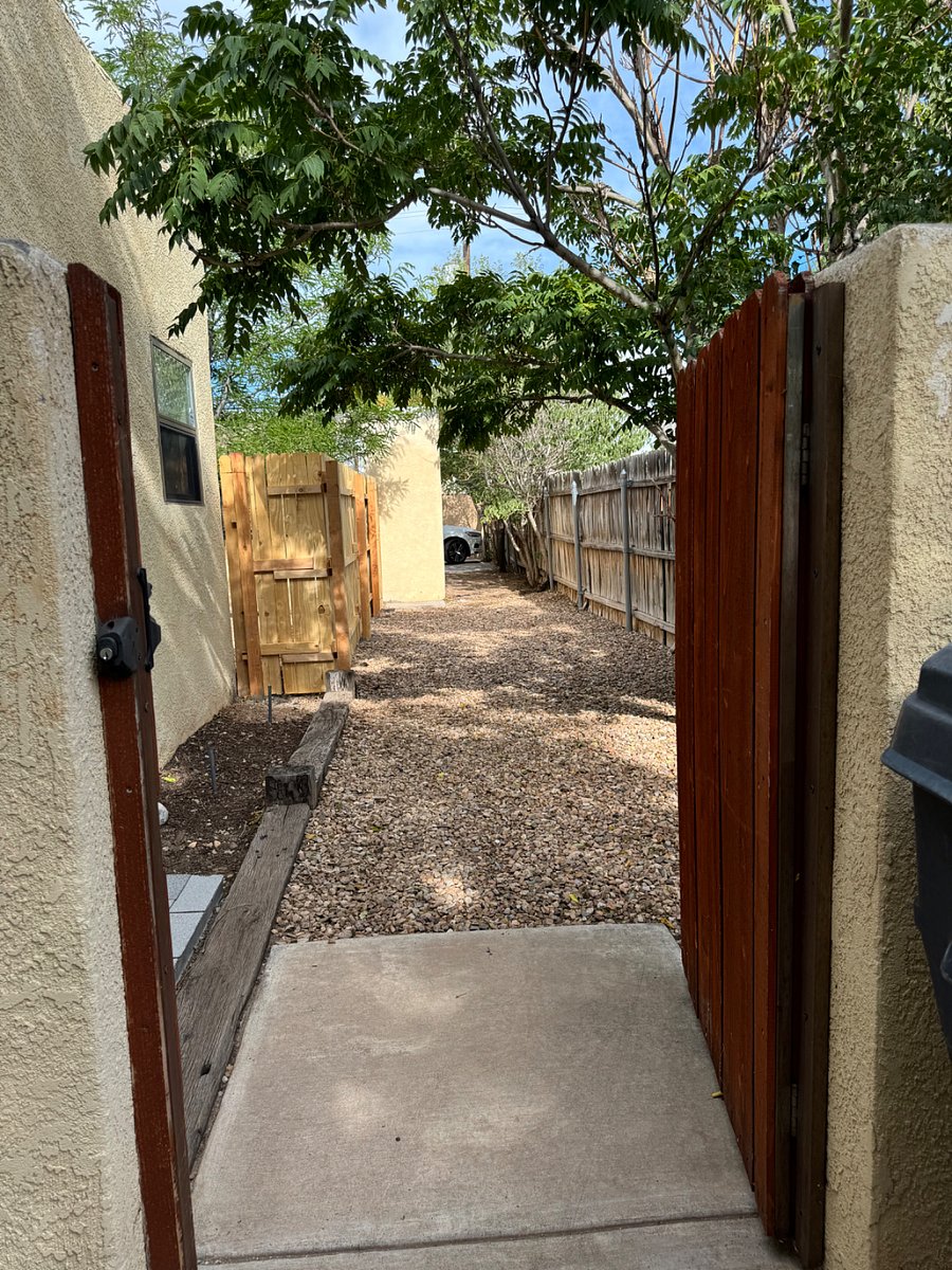 Private side entrance, gated and locked.