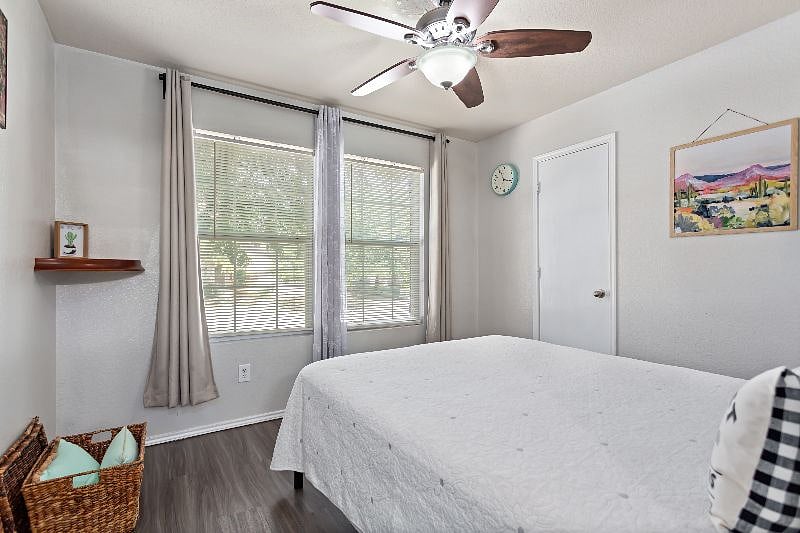 Bedroom (#3); Added a Vizio smart TV @ the corner; blackout curtains.
