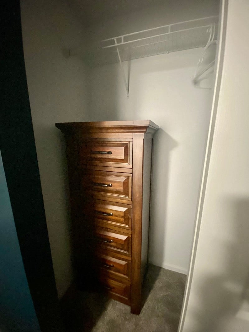 dresser in closet for more storage