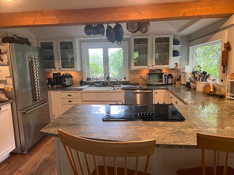 Modern kitchen with bar seating