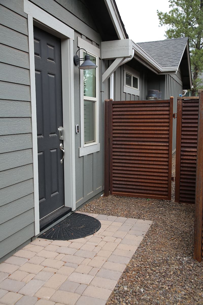 Private entrance with light
