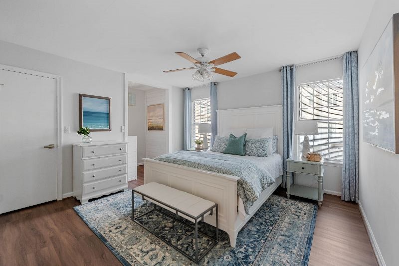 Bedroom 1 - Has walk-in shower, small walk-in closet, and office nook.