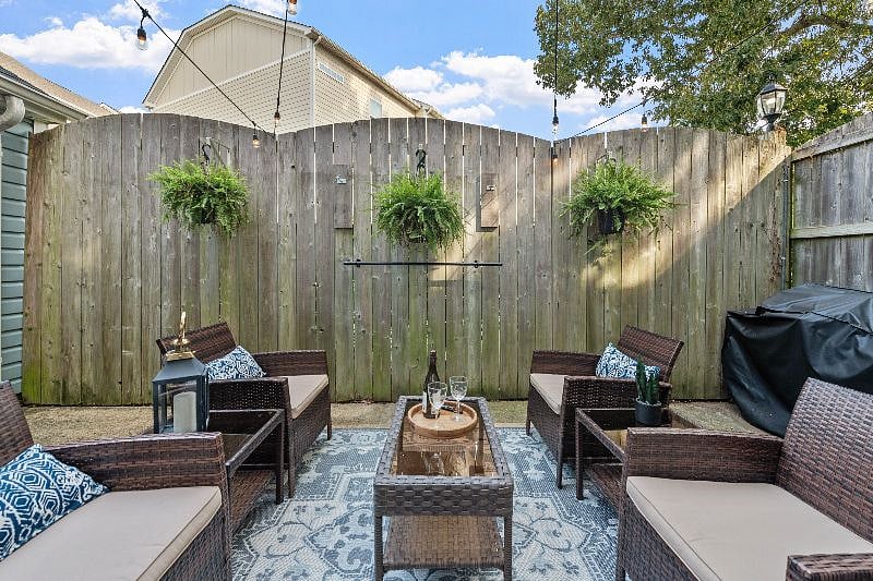 Private Fenced Patio with Overhead Party Lights