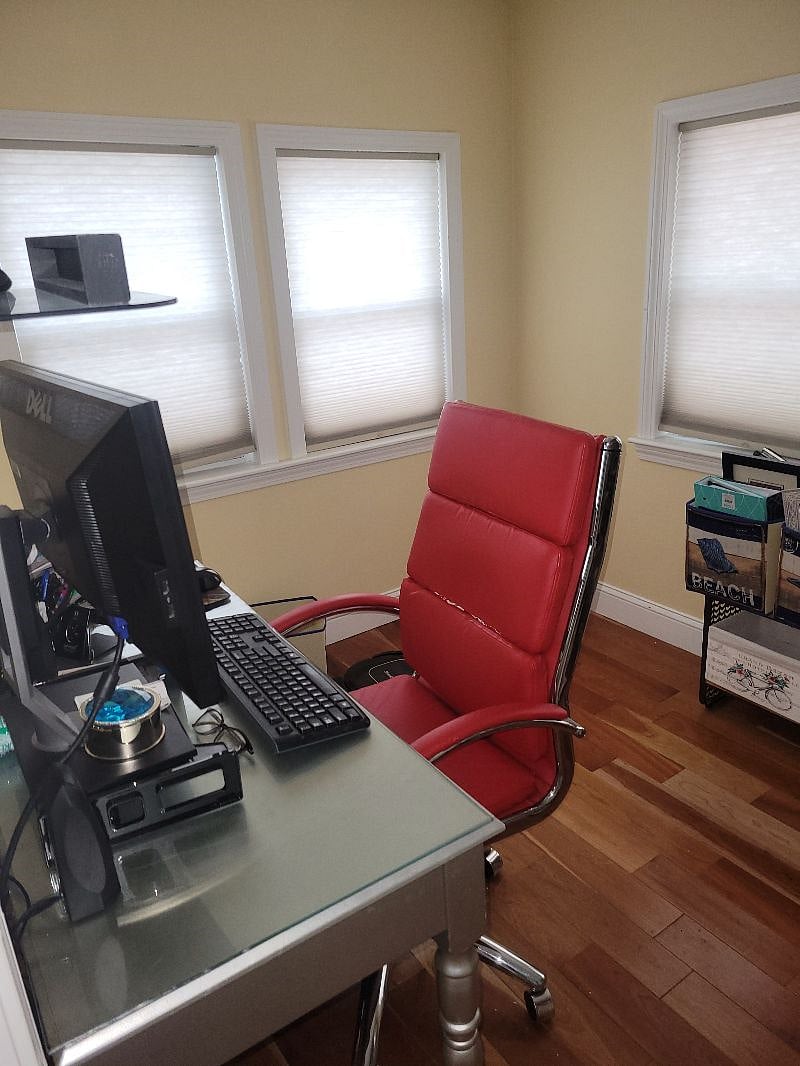 Office for computer setup with TV