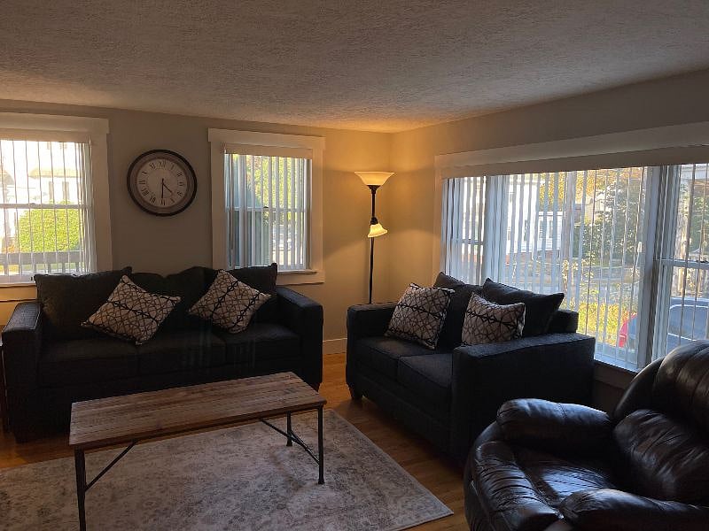 View of blinds in Living room picture window