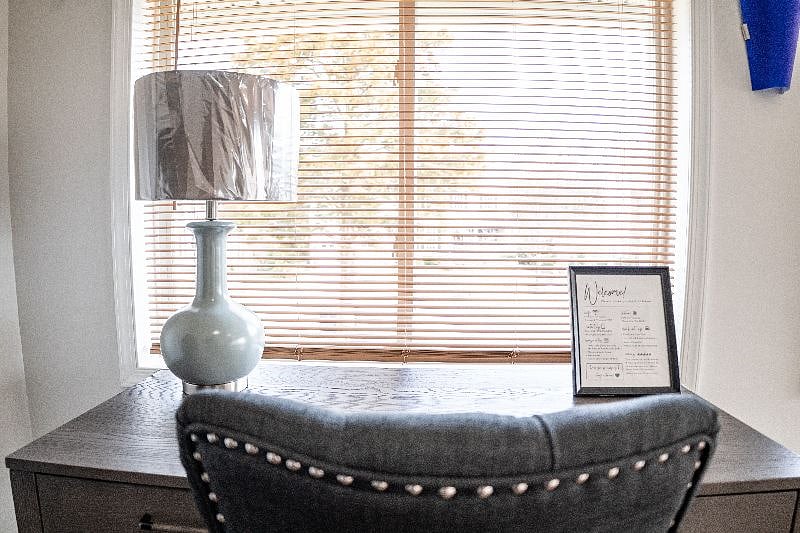 Fast speed internet, workspace desk and lamp overseeing front of house