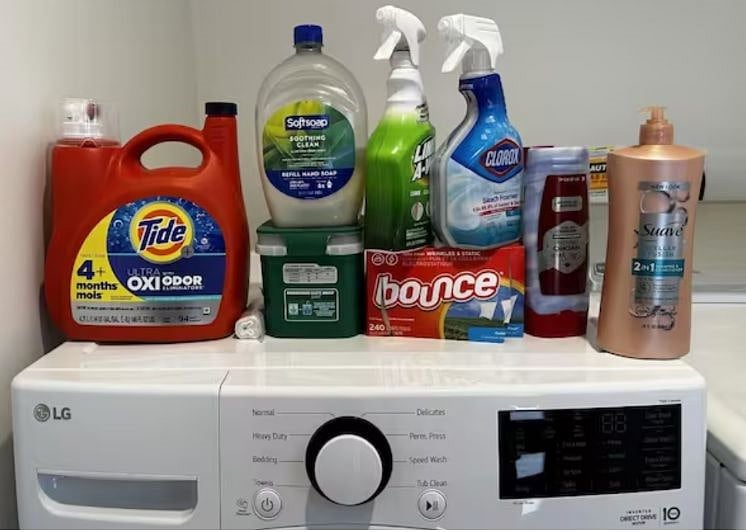 In the laundry room there is a mop, broom, shampoo, soap, sprays, and everything you need to keep yourself clean if needed!