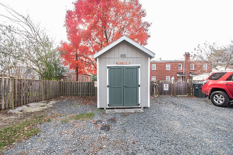 Private parking space in the back of the property.
Parking 3 is to the left of the shed