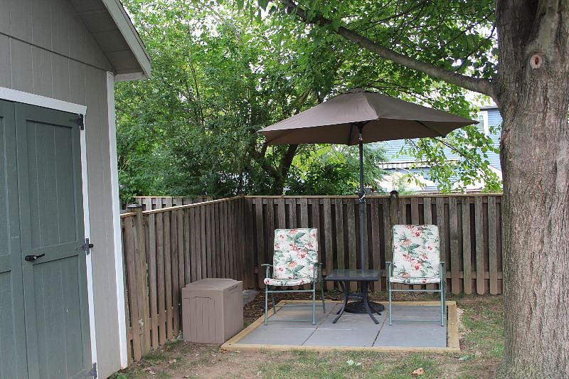 Patio with furniture in the backyard