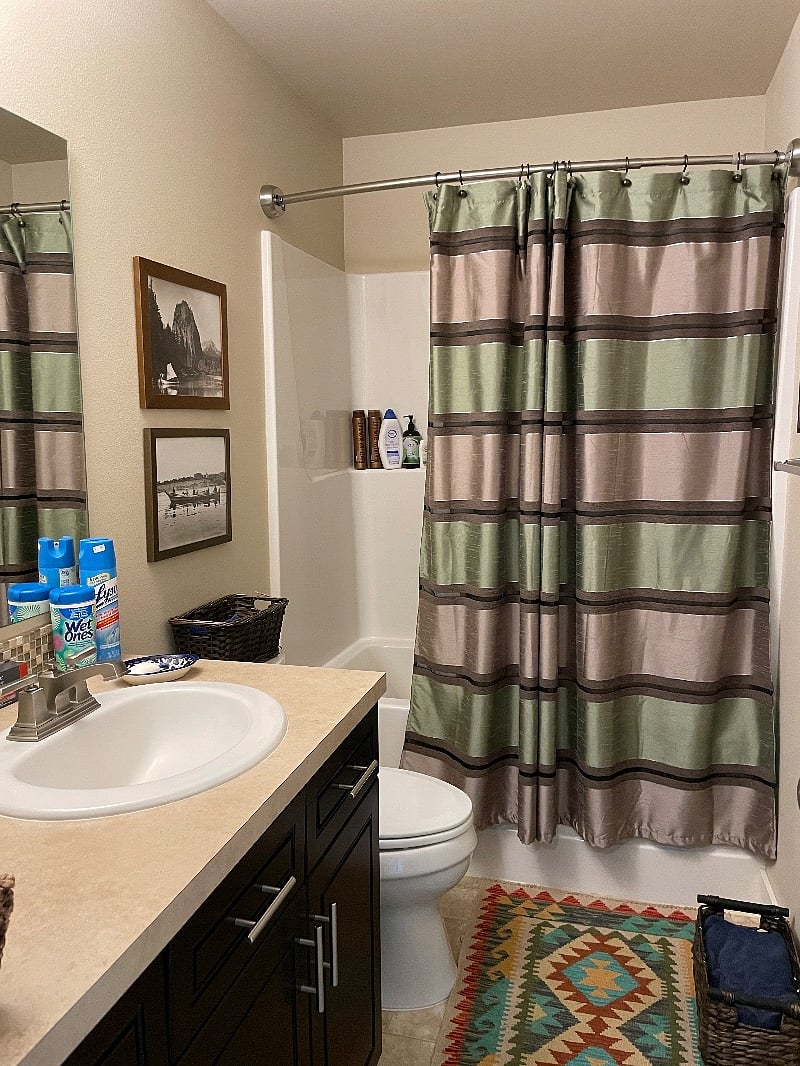 Your bathroom with tub and shower