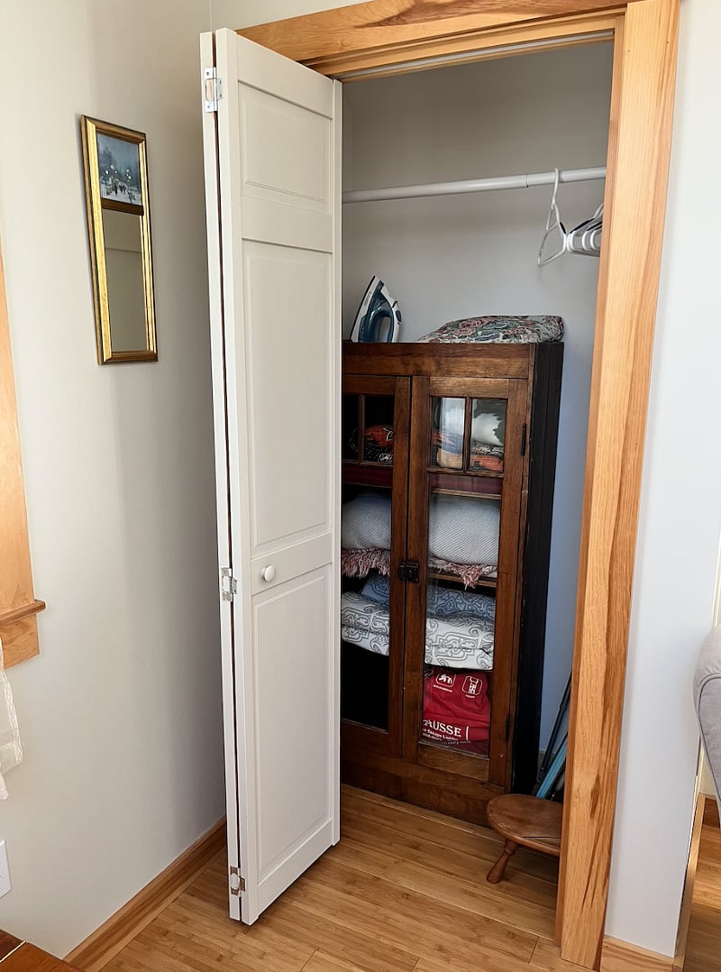 Bedroom closet with extra bedding