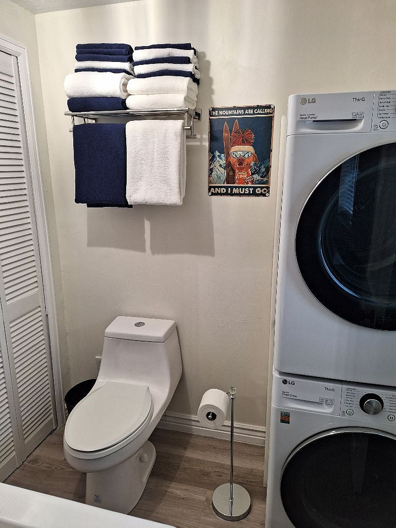 Washer/Dryer located in the bathroom