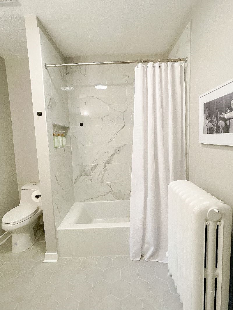 Enjoy our luxuriously renovated bathroom equipped with toiletries