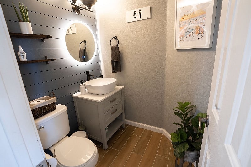 Remodeled Half Bathroom downstairs. 