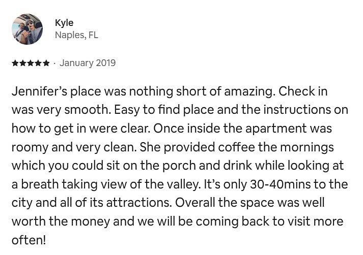 an AirBnB review