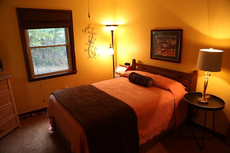 New mattress, pillows and bedding. 