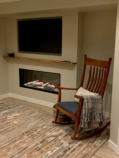 Rocker next to fireplace