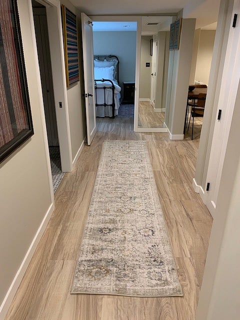 Hallway from kitchen to LR/TV room and bedroom