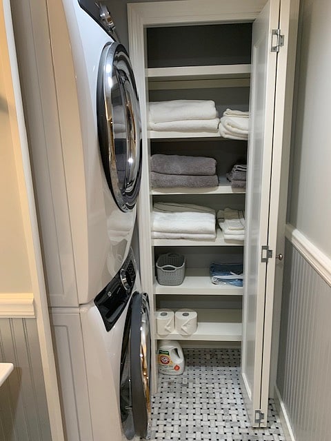Linen closet doors opened