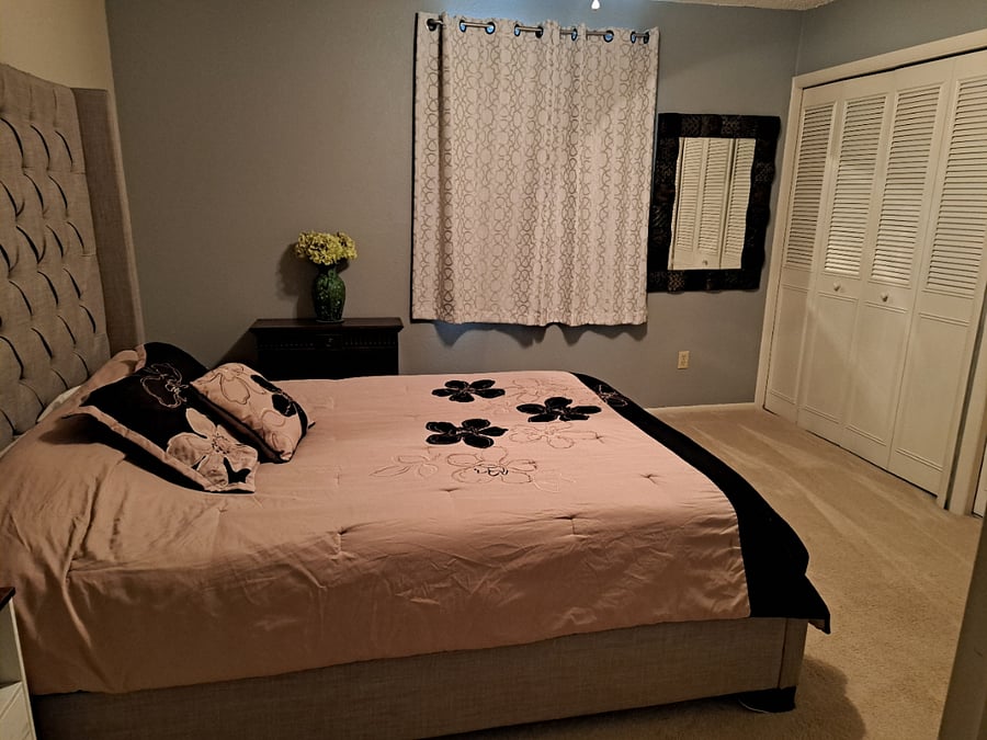 Queen Sleep Number Bed in Bedroom 1 with attached 1/2 Bath