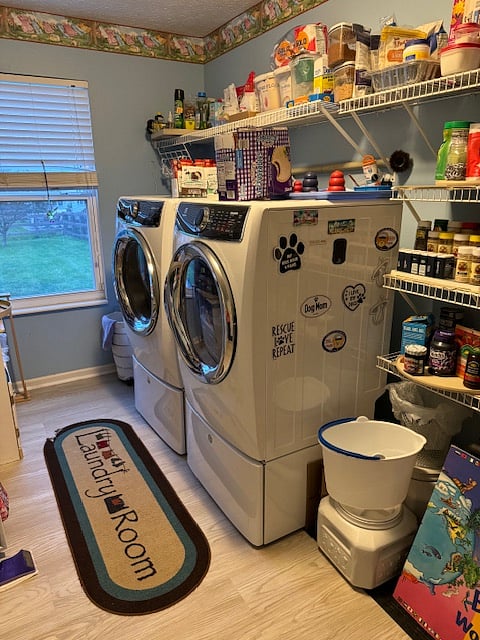 laundry / pantry  x frig in garage and small frig in room