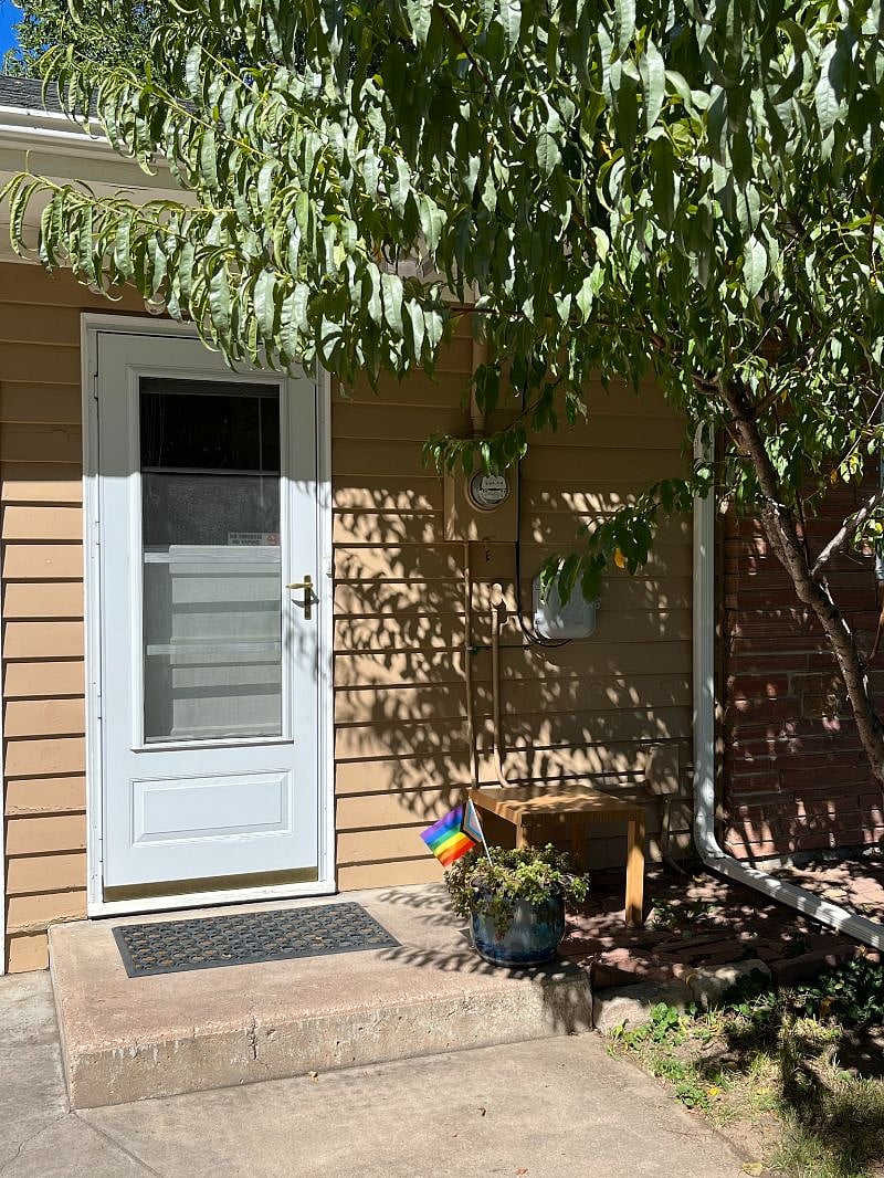 Entrance to back stairs from backyard. 