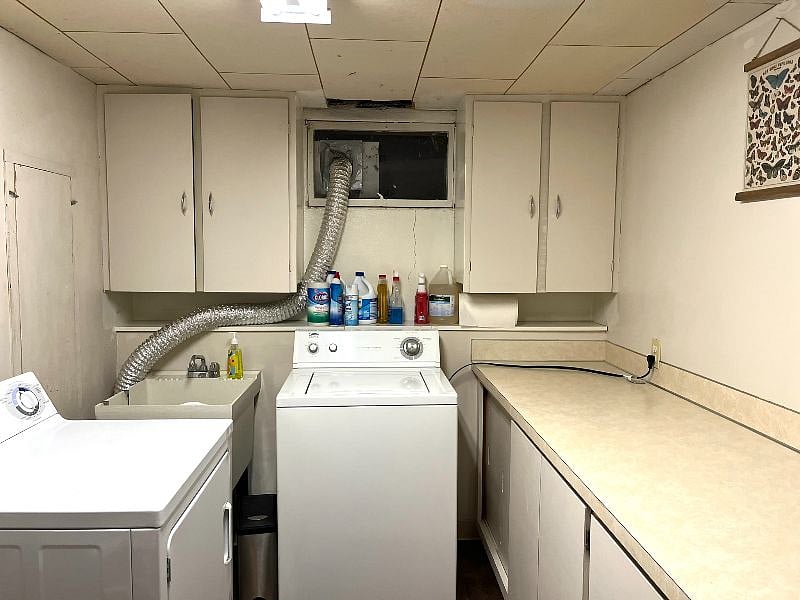 Shared laundry and storage.