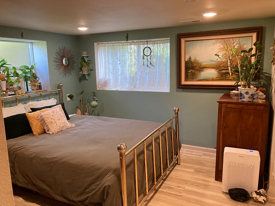 Bedroom is in the northeast corner and stays cool throughout the day