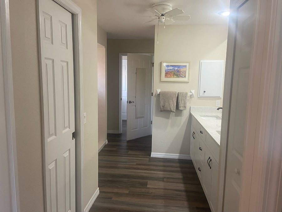 Another master bath view. Huge walk-in closet to the left. Walk right through into the laundry room.