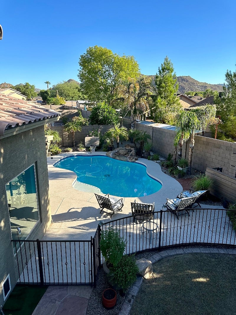 Pool view from upstairs deck