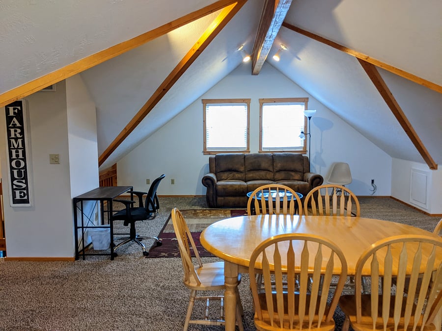 Shared living room space upstairs.
