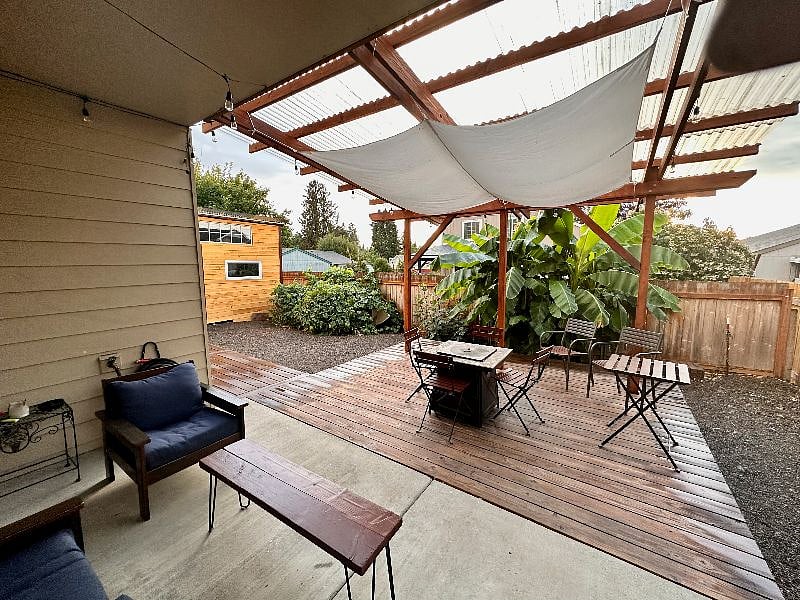 Relax! The backyard with covered patio allows for year long outdoor time.
