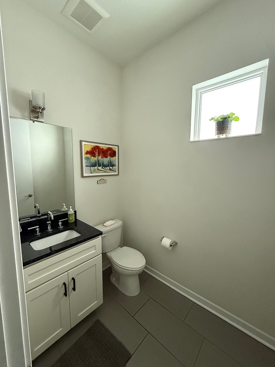 Half bath off on the second-floor living space