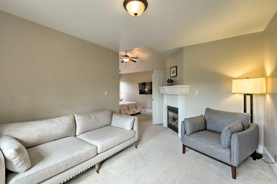 Master bedroom suite and fireplace