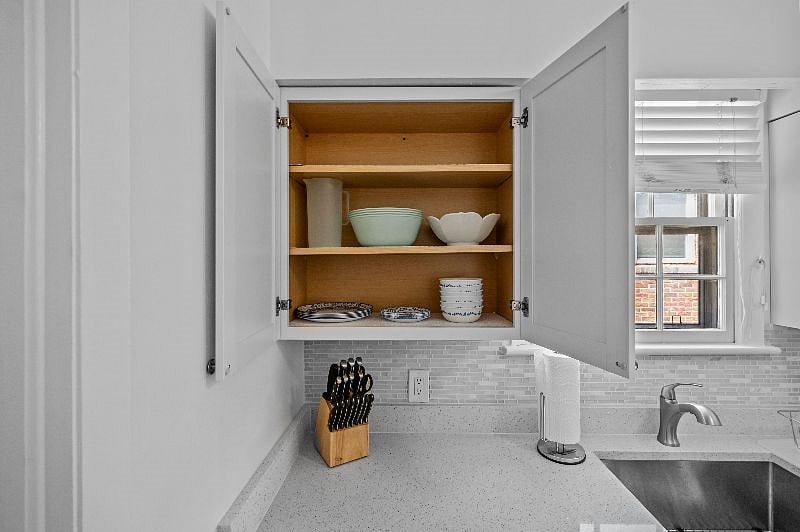 Kitchen fully stocked (including flatware and pots/pans not shown).