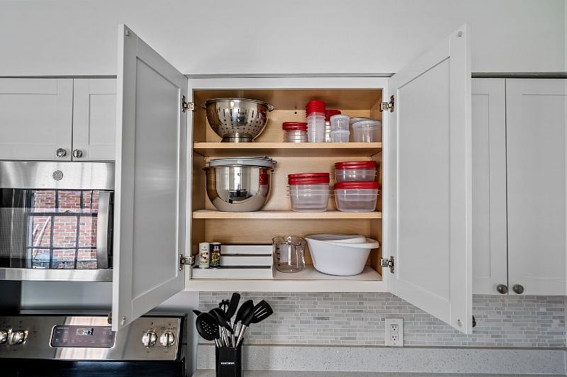 Fully stocked kitchen.