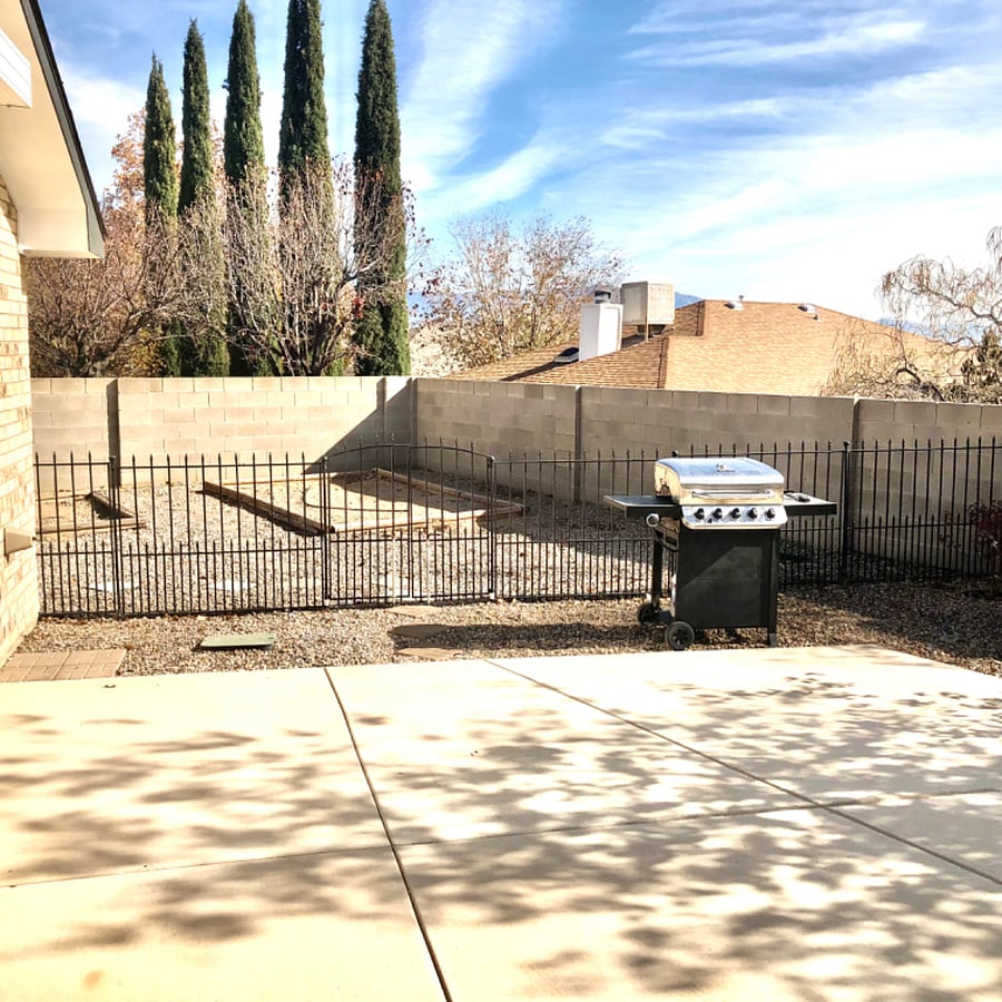 Backyard with propane BBQ grill