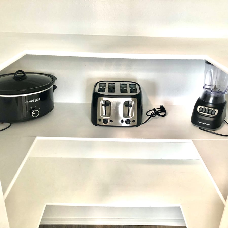 Large pantry. Toaster, blender, crock pot provided