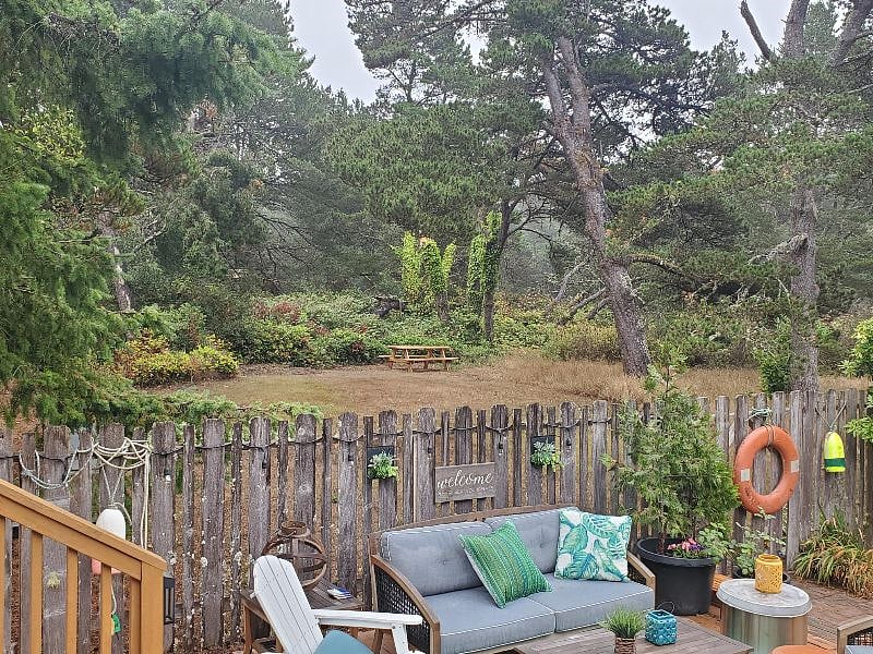 Backs to greenspace near 8th hole of the local Manzanita Links golf course.