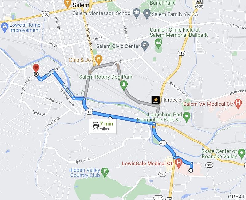 Close proximity to Lewis Gale Medical Center