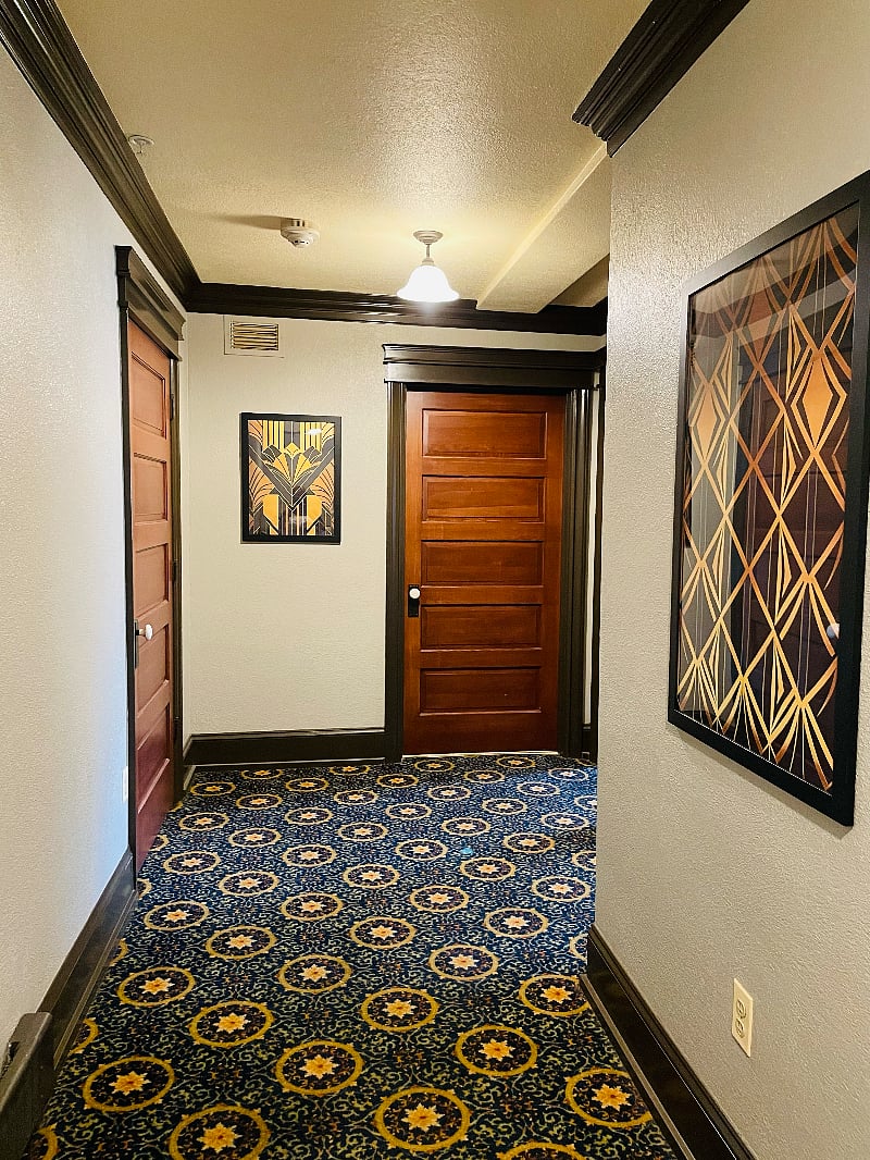 Hall area leading to bathroom, bedrooms and closet