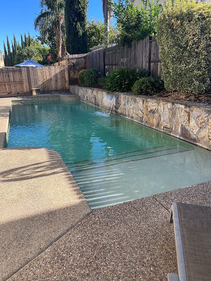 Salt water pool with solar heating.