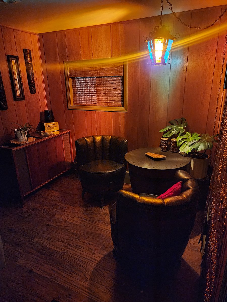 Tiki lounge is a fan favorite. Mix yourself a white Russian, put some vinyl on, and put your feet up.