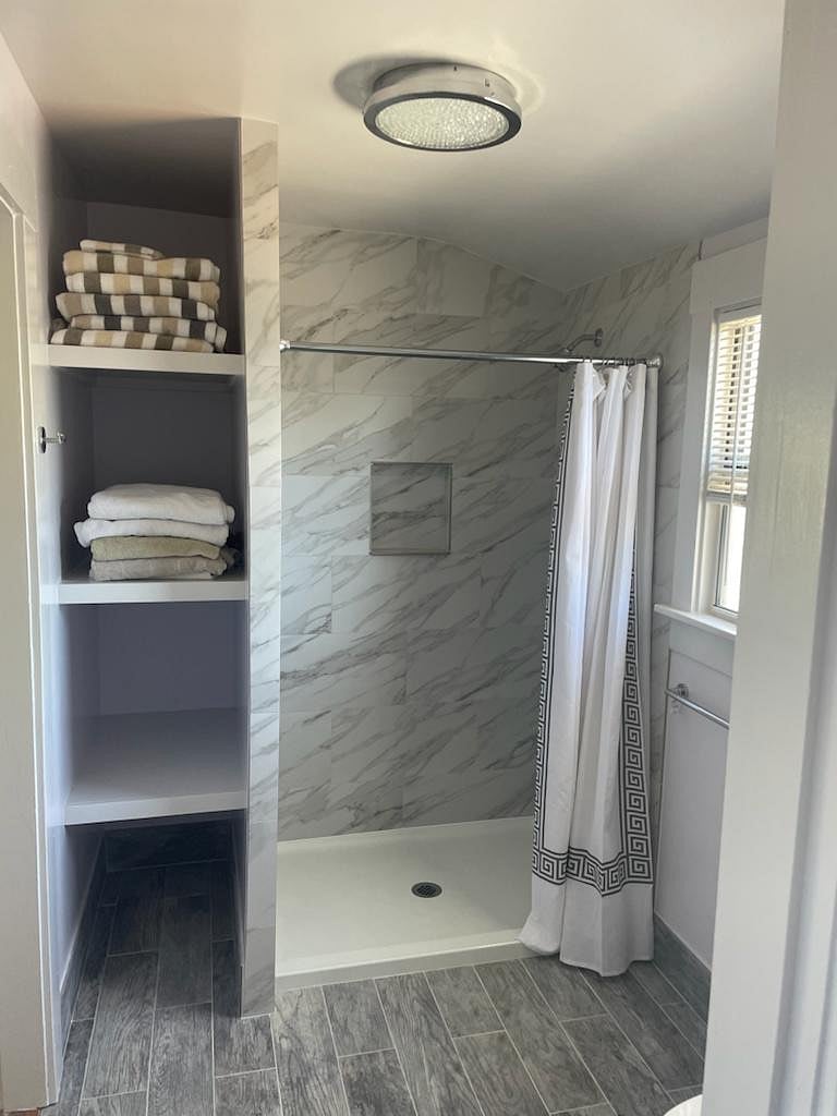 Shower and towel storage