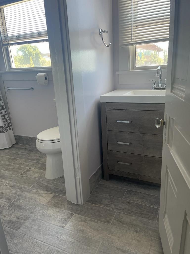 
Vanity and toilet