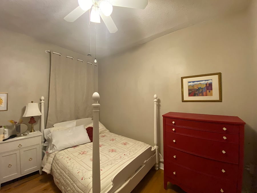 Cherry Blossom Boudoir with a South facing window, dresser, full bed and full-sized closet, desk and private bathroom (Gold Spa Bath)