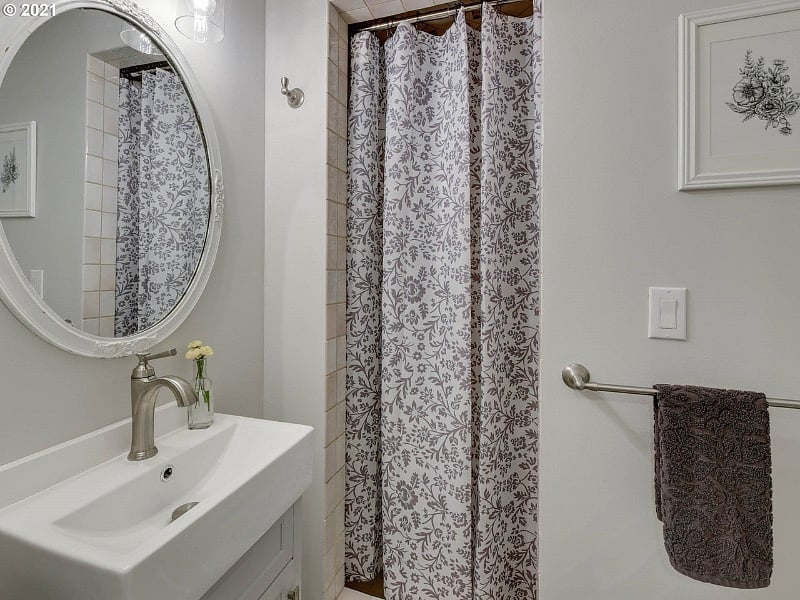 Small but full bath adjacent to kitchen