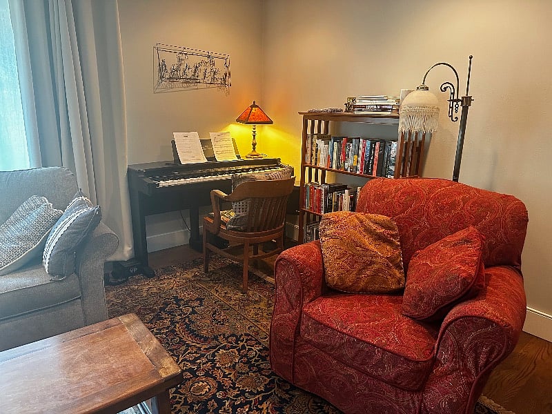 Digital piano in living room