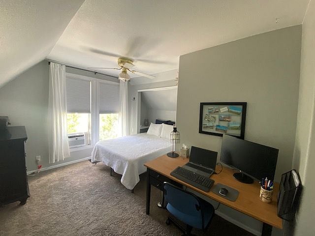 Upstairs bedroom/office. Fully equipped with queen bed, full size dresser.